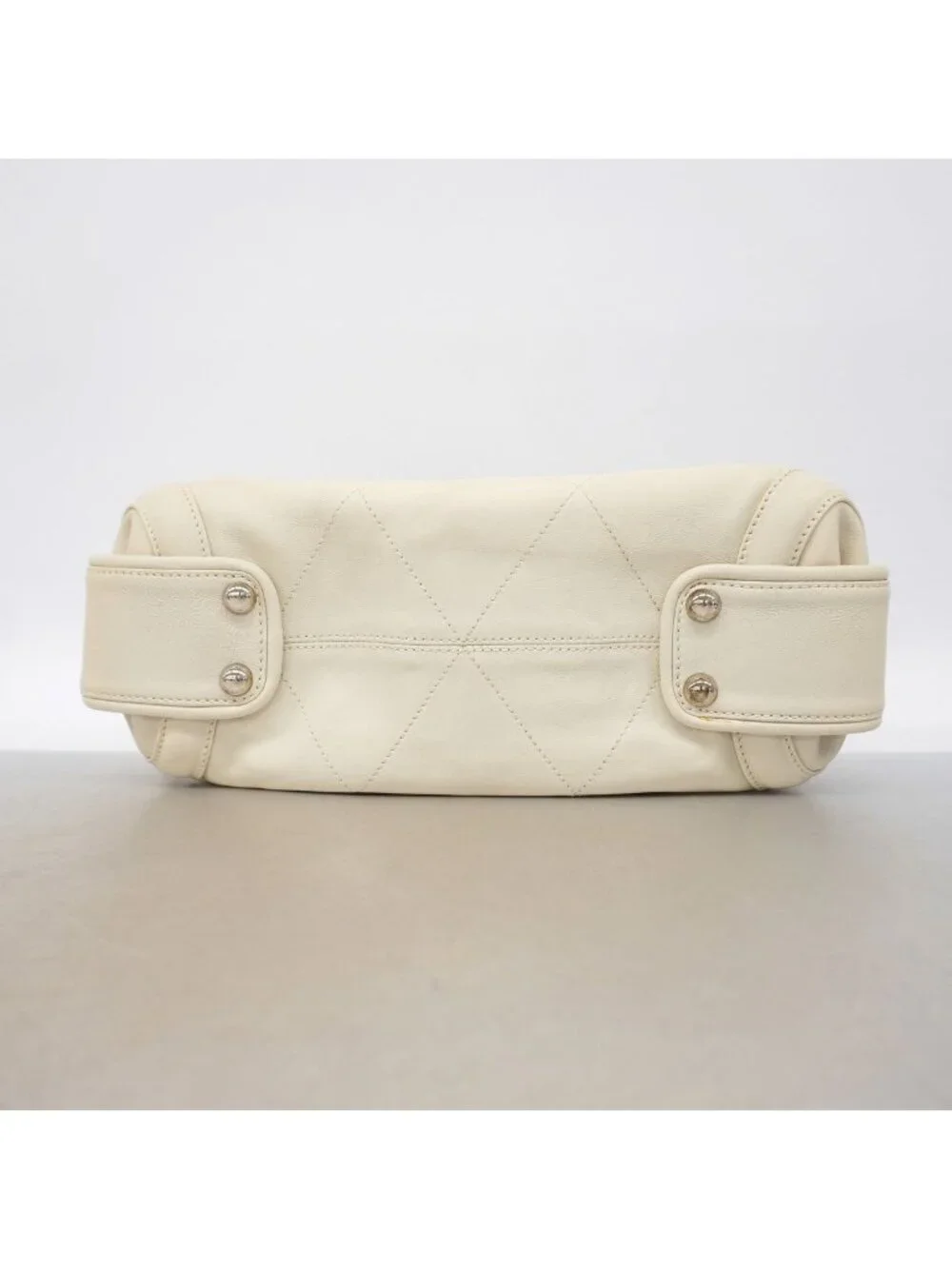 Chanel Handle Calfskin Ivory Silver Handbag
